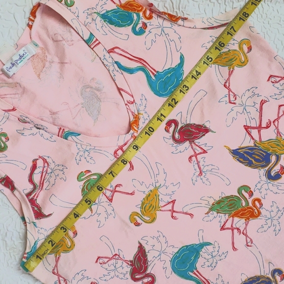 Fresh Produce Womens Soft Pink  Flamingo Print V-Neck Sleeveless T-shirt, Size L - Picture 10 of 12